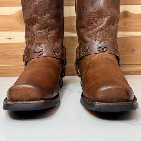 Harley-Davidson Leather Boots Rory 11-Inch Brown Skull D93146 Men's Size 10.5 - Picture 8 of 16